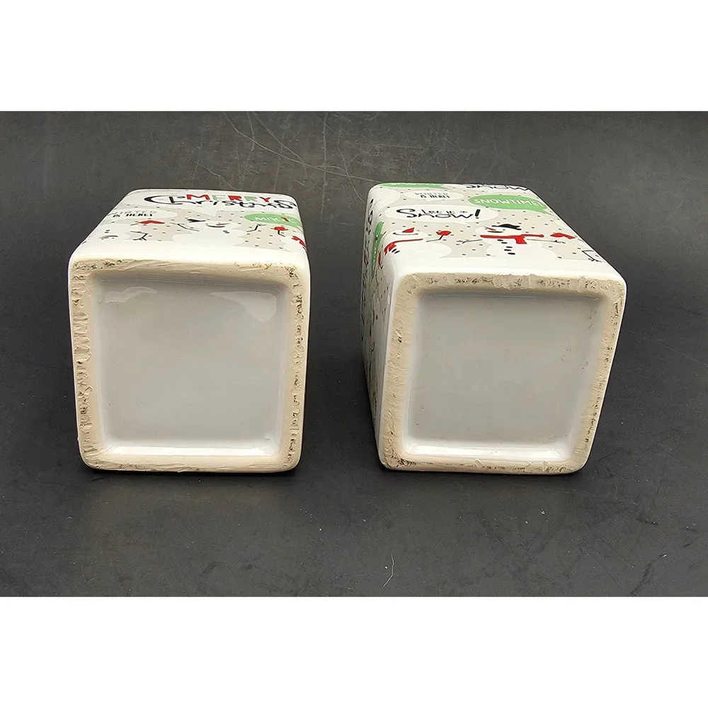 Christmas Snowman Ceramic Soap Dispenser and Toothbrush Holder Bathroom Set